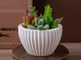 Molde silicona porta vela o maceta rayada